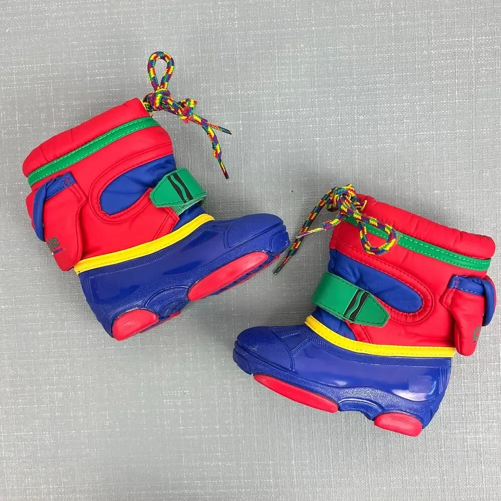 Vintage Crayola Color Block Winter Snow Boots Toddler 5